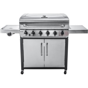 Char-Broil Gasgrill Convective 640 S mit 6 Brennern und Seitenkocher aus Edelstahl.