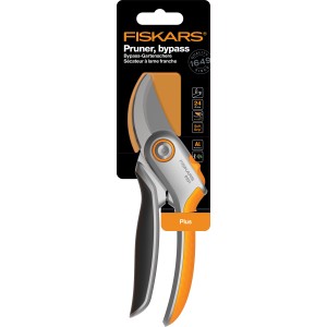 Fiskars Bypass-Gartenschere Plus P531, Metall, mit orangefarbenen Akzenten und Softgrip