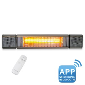 VASNER Appino BEATZZ Bluetooth Heizstrahler 2000W Grau mit Fernbedienung und App Steuerung.