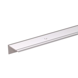 Silbernes Treppenkantenprofil aus Aluminium, L-Form, 21x21x1000 mm.