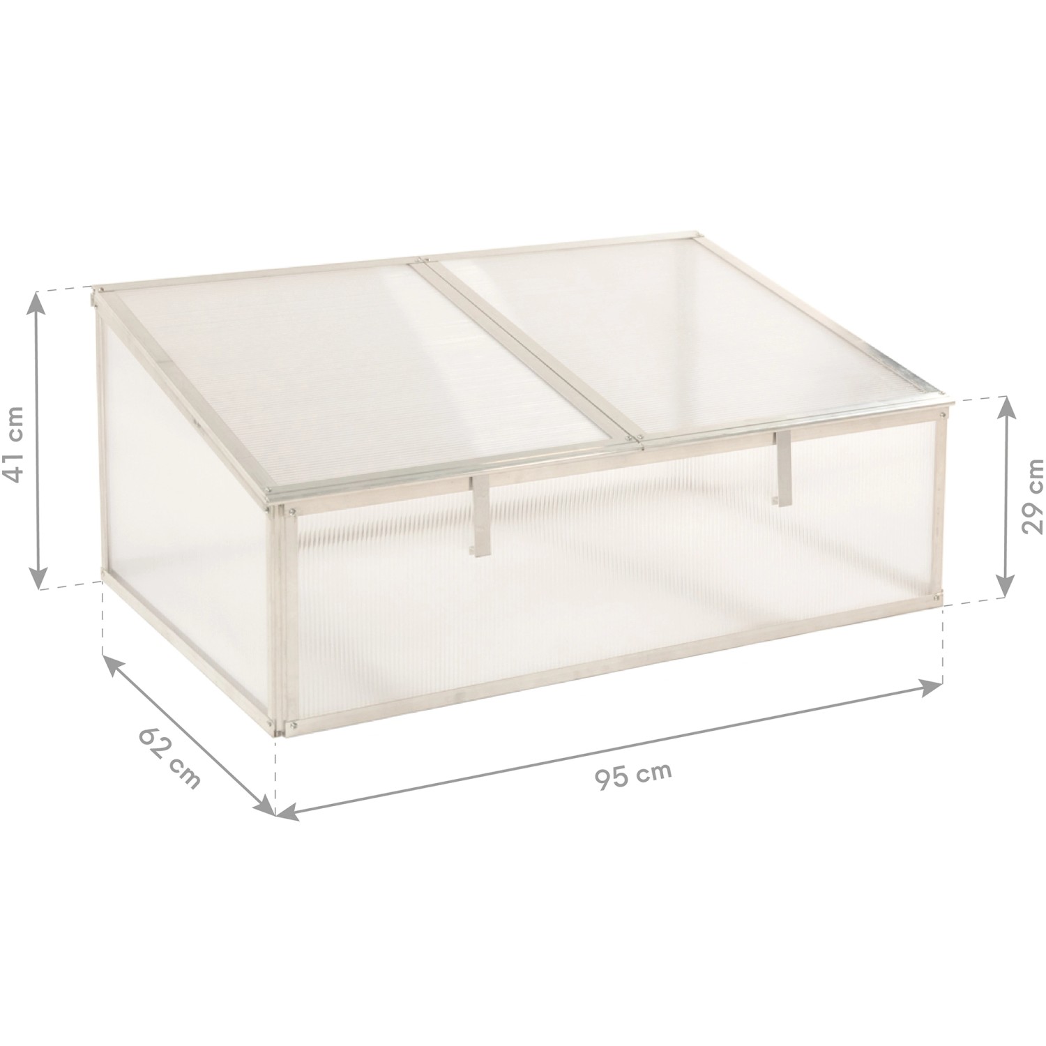 Westmann Frühbeetaufsatz Genus 100 aus Aluminium und Kunststoff, 62x95x41cm, für Hochbeete.