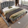 okwish Polsterbett 140x200cm mit Samtbezug Schubladen Jugendbett Grau ohne Matratze_2