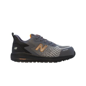 New Balance Speedware Sicherheitsschuh, grau-orange, Größe 40, mit Zehenschutz und rutschfester Sohle.