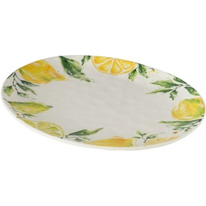 Ovaler Boltze Teller Lemony mit Zitronen-Motiv, 31x39cm, aus Dolomit.