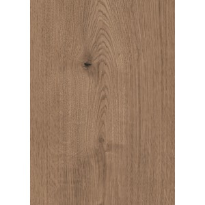 Kaindl Laminat Eiche Ferrara, 8 mm, wasserfest. Detailansicht der Holzmaserung mit Astloch.