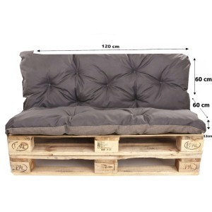 Setgarden Enkel Set Palettenkissen 120x60x60cm Sitzkissen + Rückenkissen 1tlg Anthrazit