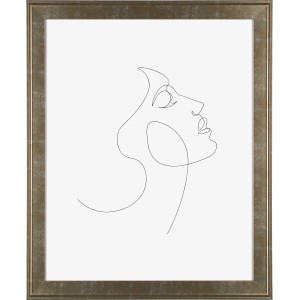 MDF-Bilderrahmen Venezia Gold-Silber, 40x50 cm, mit abstrakter Linienzeichnung einer Frau.