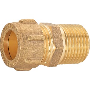 Messing Klemmring-Verschraubung, 15 mm x 21 mm (R 1/2), für Sanitär- und Heizungsinstallation.