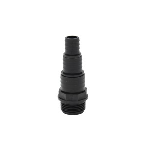 Schwarze Stufen-Schlauchtülle 33,3 mm (G 1) AG auf 32/25/19 mm für Regentonnen und Bewässerung.