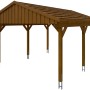 Skan Holz Carport Fichtelberg, 423x566 cm, Nussbaum, mit Dachlattung für Dachziegel.