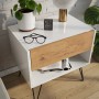 Posseik Nachttisch-Set Industrial B, 2-teilig, weiß/Eiche, mit Schublade und Ablagefach.