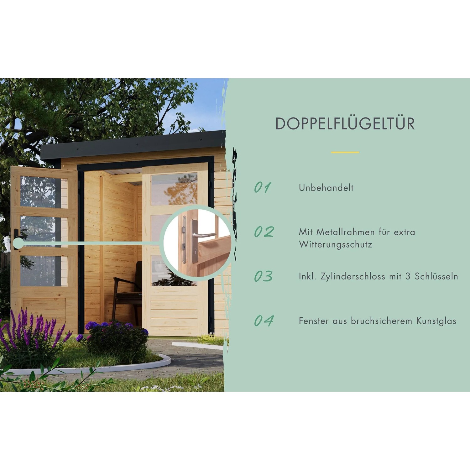 Karibu Gartenhaus Swifty 2 A Expresslieferung Naturbelassen / Graualuminium_7