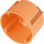 Orangefarbene Hohlwanddose (Ø 68 mm) mit Spreizkrallen, geeignet für Schalter und Steckdosen. 10er-Set.