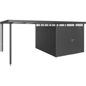 Biohort Seitendach Größe L, dunkelgrau-metallic, für HighLine H5 Gerätehaus. Zusätzlicher, überdachter Stauraum.