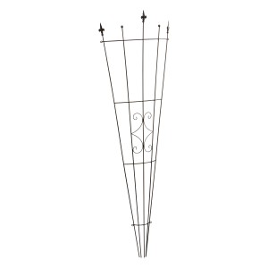 Schwarzes Rank-Spalier in Fächerform mit Rautenmuster, 150 cm hoch, aus pulverbeschichtetem Stahl.