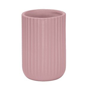 Kleine Wolke Mallow Zahnputzbecher in Rouge mit Rillenstruktur.