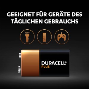 Duracell 9V Batterie für Taschenlampen, Rauchmelder & Radios.