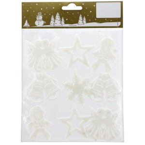 Weinachtsfiguren 9er-Pack Kunststoff 5 cm Weiß Glitter