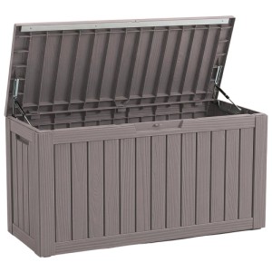 Floordirekt Gartenbox Holzoptik Wetterfest Auflagenbox Kissenbox Braun 300 L