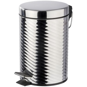 Wenko Treteimer Spiro, 3L, Edelstahl glänzend, für Bad, WC oder Büro.
