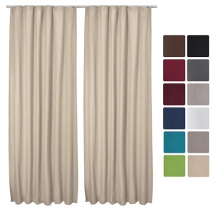 2er Set Beautissu Amelie Thermovorhang Creme, 140x245 cm, mit Kräuselband.