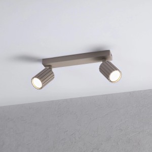 Beige Lamkur Deckenleuchte Prisma, 2-flammig, mit geriffelten Lampenschirmen. Spots für Wohnraum.