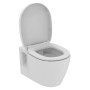 Ideal Standard Connect WC-Komplettset, wandhängend, weiß mit offenem WC-Sitz.