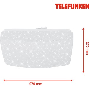 Weiße Telefunken LED-Deckenleuchte mit Sterndekor und Maßangaben.
