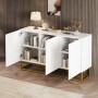 okwish Sideboard mit 4 Fächern Stauraum Esszimmer 130x38x76cm Weiß_4