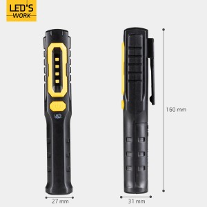 LED's Work Handlampe, dimmbar, mit Magnetfuß. Kompakte LED-Baustellenlampe für Werkstatt und Hobby.