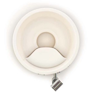 Holz Badefass Stockholm, Thermoholz, Ø 180cm, Innenansicht mit Abfluss.