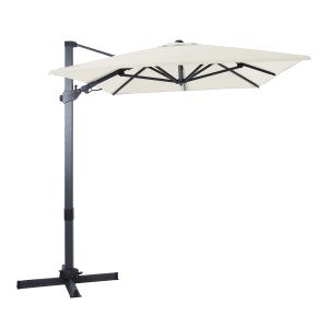 Beiger AXI Ampelschirm, 300x200 cm, mit Dreh- und Neigungsfunktion für optimalen Sonnenschutz.