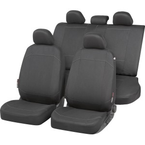 14-teiliges Autositzbezug-Set in Schwarz für PKW Innenausstattung.