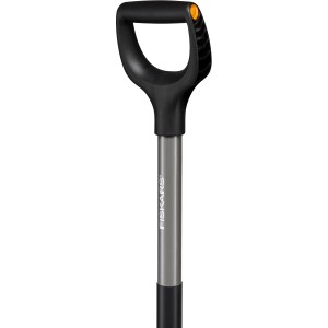 Fiskars Ergonomic Spatengabel, grauer Stiel mit schwarzem Griff.