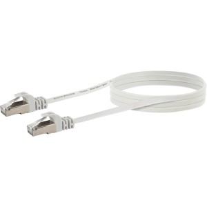 Schwaiger CAT-6-Netzwerkflachkabel, weiß, 3 m mit RJ45-Stecker für platzsparende Netzwerkverbindung.