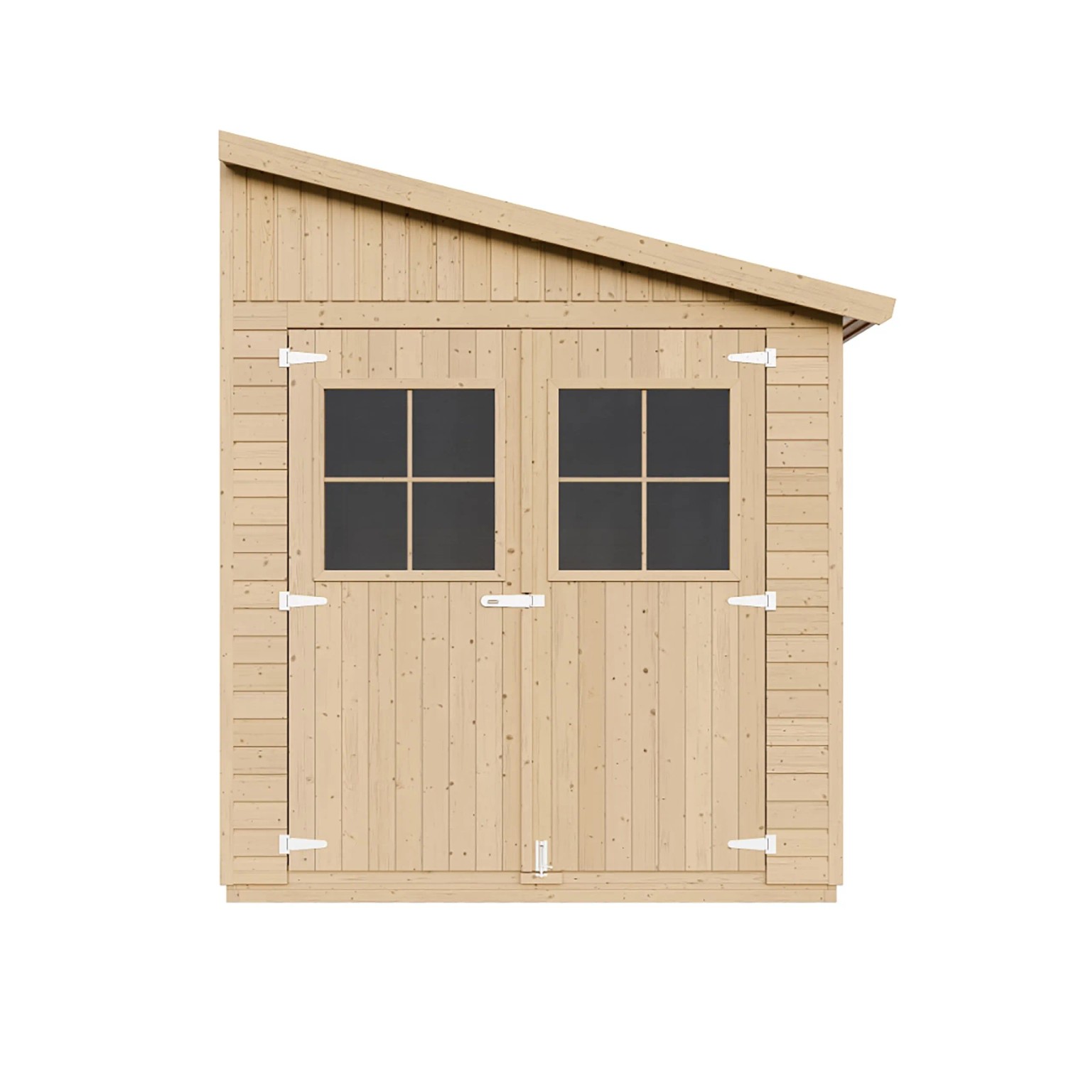 Timbela Gartenhaus M341A aus Holz, 10 m², mit Doppeltür und Fenster.