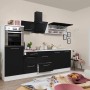 Respekta Premium Küchenzeile 270 cm in Schwarz Hochglanz/Weiß mit E-Geräten.