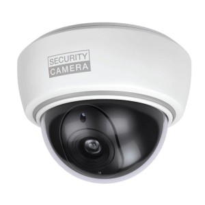 Basi Kamera-Attrappe KA 305: Dome-Kamera mit rotem Blinklicht und Montagezubehör.