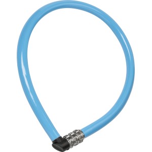 Blaues Abus Kabelschloss SC Lock 0204 mit Zahlenkombination für Fahrräder.