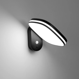 Schwarze Eco-Light Solar Wandleuchte Chicago mit Bewegungsmelder.