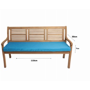 Blaues Gartenbank Kissen 110x50 cm für 2-Sitzer Bänke. Bequeme Sitzauflage für Outdoor.
