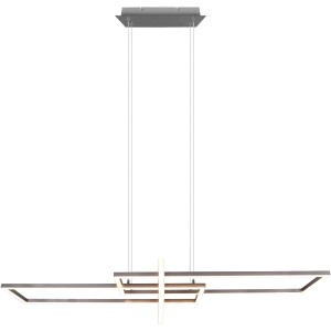 Moderne LED-Pendelleuchte Salinas, 34W, Nickel matt, mit Switch Dimmer für Wohn- und Esszimmer.