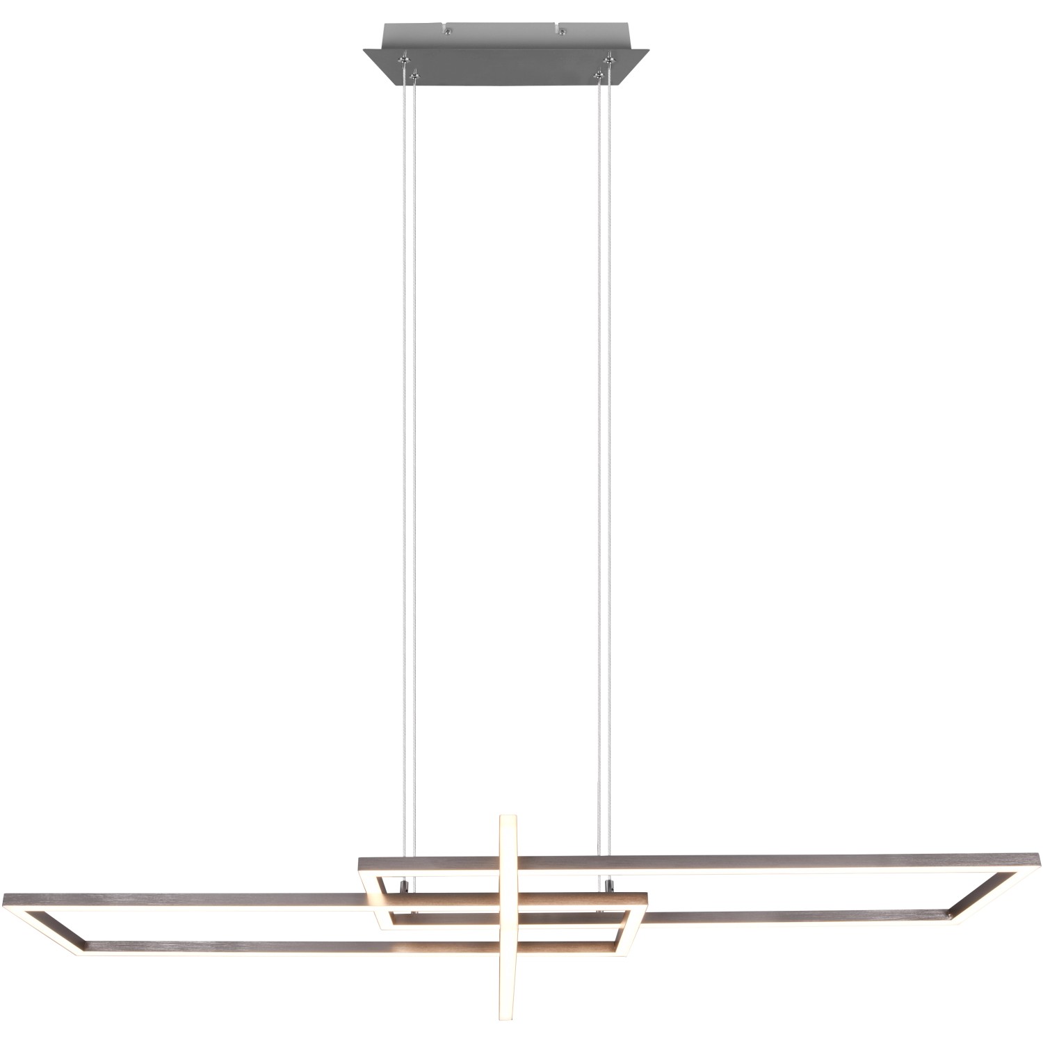 Moderne LED-Pendelleuchte Salinas, 34W, Nickel matt, mit Switch Dimmer für Wohn- und Esszimmer.