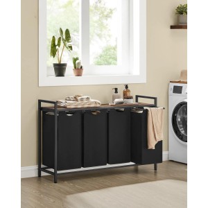 Songmics Wäschesammler Brenta mit 4 Fächern 160 l Schwarz-Braun