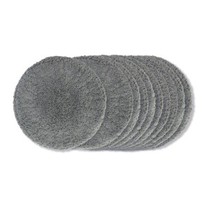 Zehn graue, runde Mikrofaser-Ersatzpads für Lifenaxx LX-055 Fenstersauger. Ideal für gründliche Fensterreinigung.
