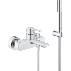 Grohe Lineare Wannenkombination in Chrom mit Handbrause und Brauseschlauch.