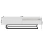 Weißes Selsey TV-Lowboard Veldio, 175 cm breit, mit Lamellenfront, offenem Fach und schwarzem Metallgestell.