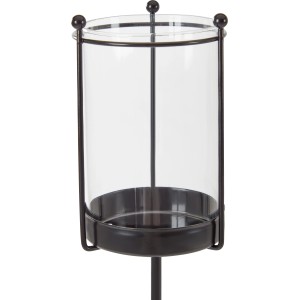 Schwarzer Gartenstecker Fackel aus Eisen und Glas, 58 cm hoch, für stimmungsvolle Gartendekoration.