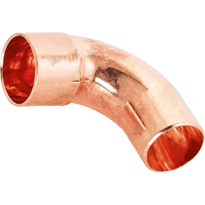 Löt-Bogen, Ø 22 mm, aus Kupfer für die Trinkwasserinstallation.