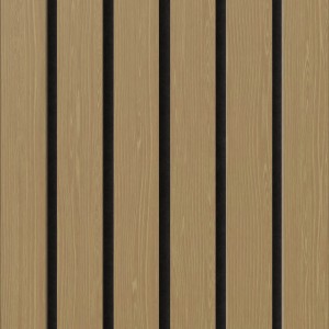 Akustikpaneel Muster Eiche mit schwarzem Filz für Wand- und Deckenverkleidung.